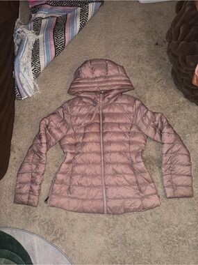 ANTONIO MELANI Dusty Rose Quilted Hooded Puffer Jacket